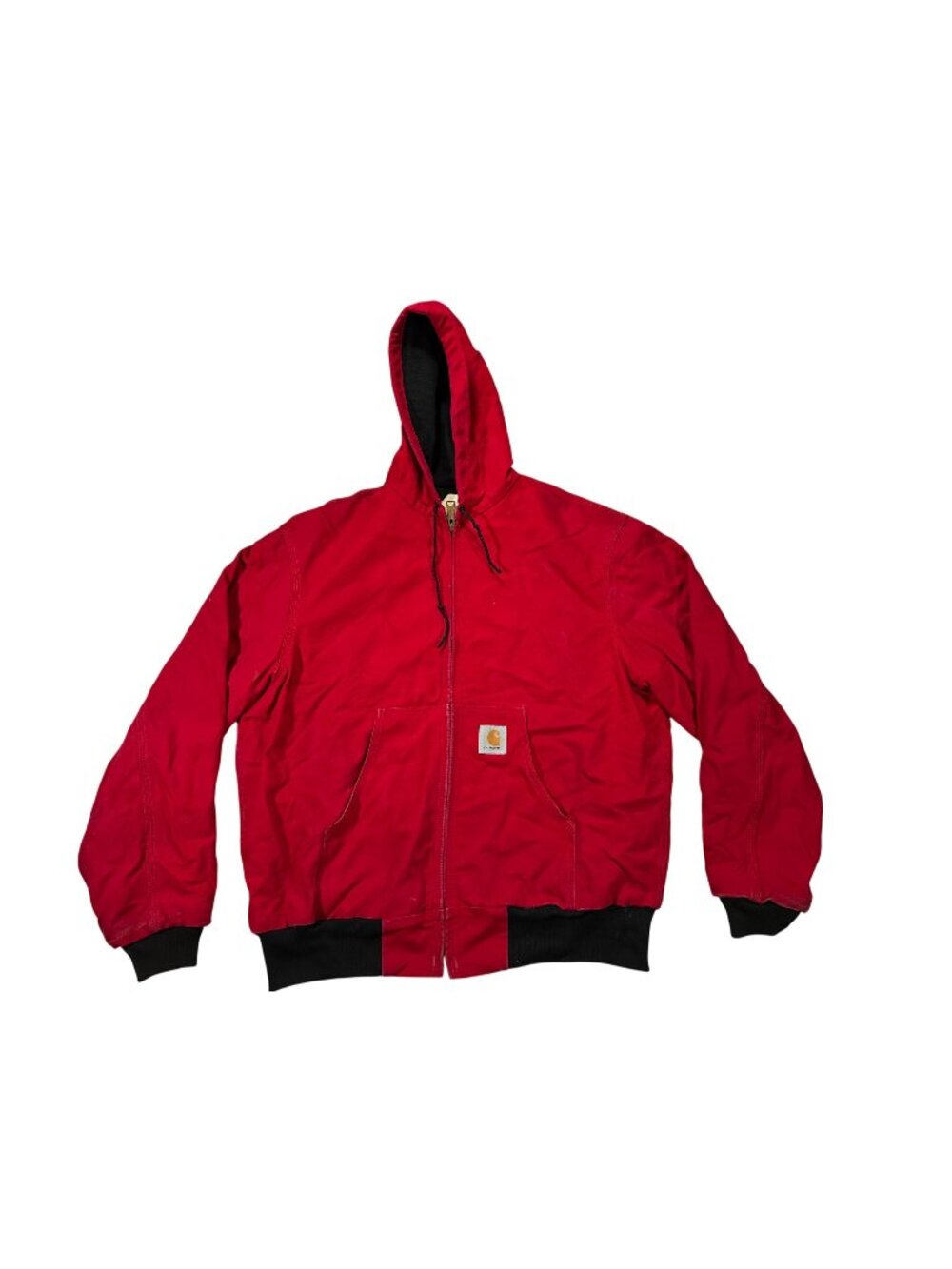 Carhartt Mens Red Hooded Jacket Size L Insulated Full-Zip Outerwear JR100 J03RED